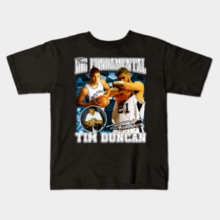 Tim Duncan The Big Fundamental Basketball Signature Vintage Retro 80s 90s Bootleg Rap Style Kids T-Shirt